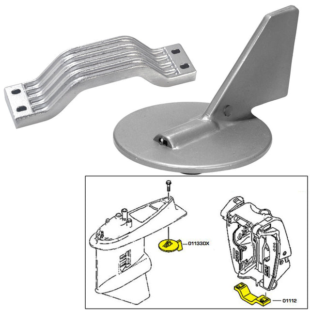 Tecnoseal Anode Kit wHardware  Yamaha 150200HP  Zinc 21101