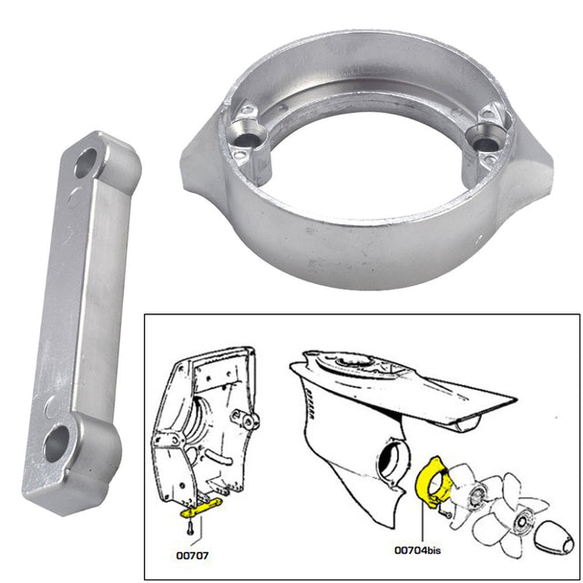 Tecnoseal Anode Kit wHardware  Volvo DuoProp 280  Aluminum 20702AL