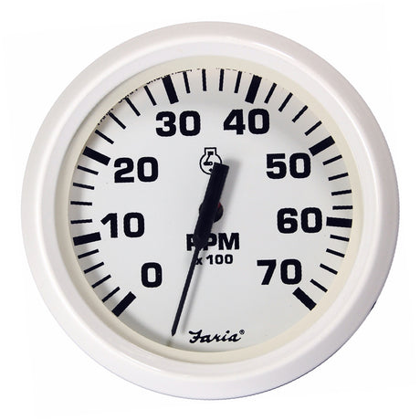 Faria Dress White 4 Tachometer  7000 RPM Gas All Outboards 33104