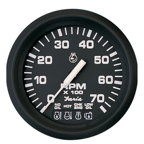 Faria Euro Black 4 Tachometer wSystemcheck 7000 RPM Gas f Johnson  Evinrude Outboard 32850