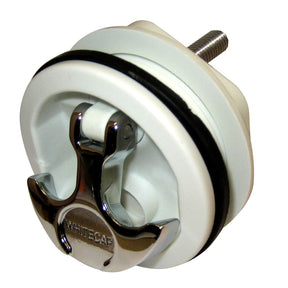 Whitecap THandle Latch  Chrome Plated ZamacWhite Nylon  No Lock  Freshwater Use Only S0230WC