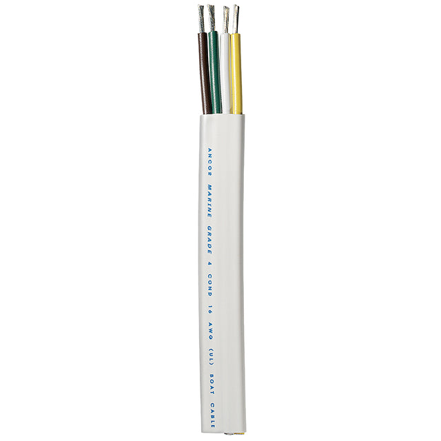 Ancor Trailer Cable  164 AWG  YellowWhiteGreenBrown  Flat  100 154010