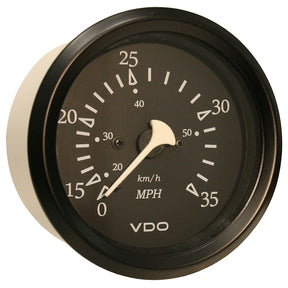 VDO Cockpit Marine 85mm 338 35 MPH Pitot Speedometer  Black DialBezel  26011796