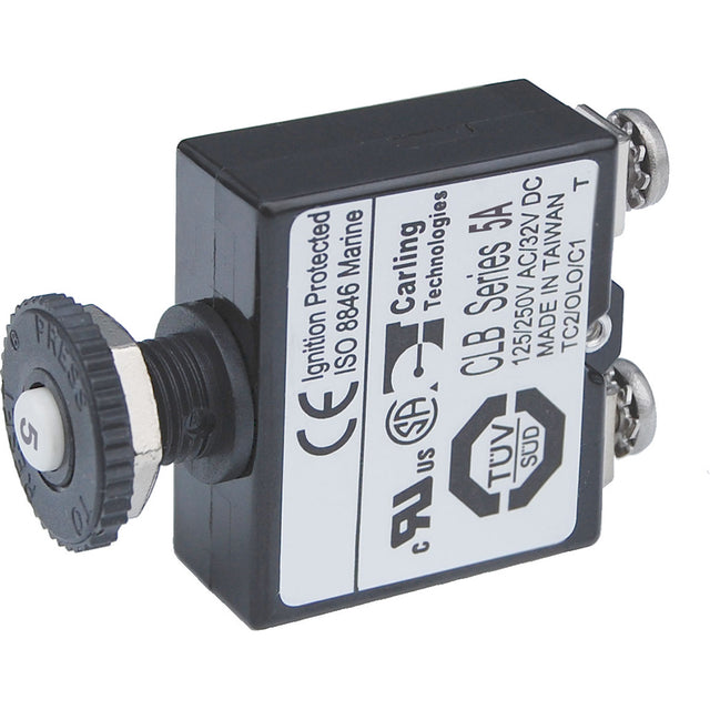 Blue Sea Push Button Reset Only Screw Terminal Circuit Breaker  5 Amps 2130