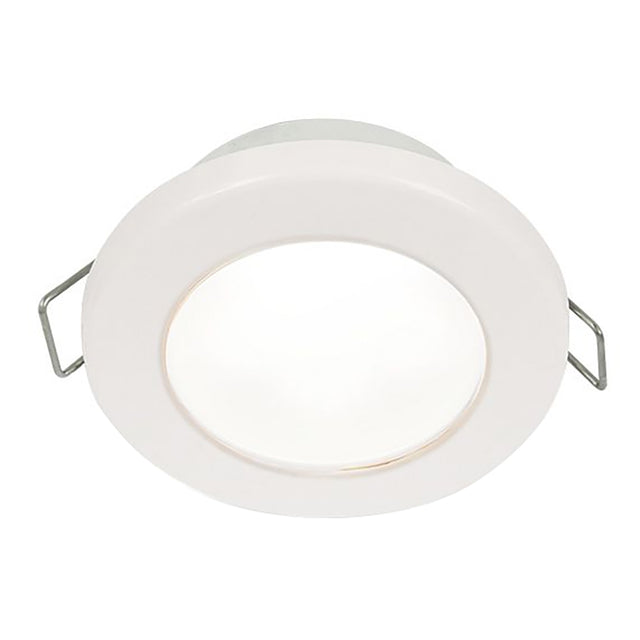 Hella Marine EuroLED 75 3 Round Spring Mount Down Light  White LED  White Plastic Rim  12V 958110511
