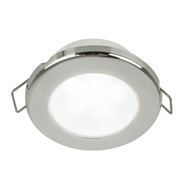 Hella Marine EuroLED 75 3 Round Spring Mount Down Light  White LED  Stainless Steel Rim  12V 958110521