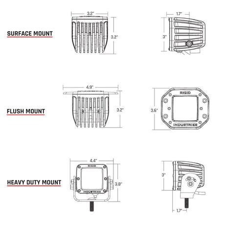 RIGID Industries DSeries PRO Flush Mount  Spot LED  Midnight Edition  Pair  Black 212213BLK