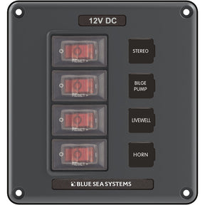 Blue Sea 4320 Circuit Breaker Switch Panel 4 Position  Gray 4320