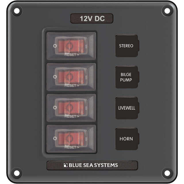 Blue Sea 4320 Circuit Breaker Switch Panel 4 Position  Gray 4320