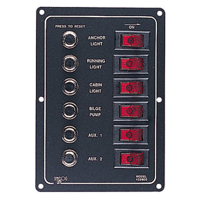 SeaDog Aluminum Circuit Breaker Panel  6 Circuit 4228001