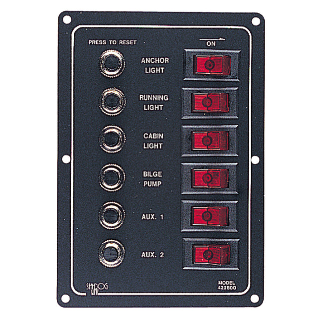 SeaDog Aluminum Circuit Breaker Panel  6 Circuit 4228001