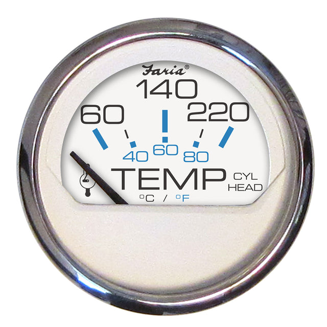 Faria Chesapeake White SS 2 Cylinder Head Temperature Gauge 60220F  13806