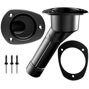 Mate Series Plastic Rod  Cup Holder 30 Closed wOval Top fKayaks  Black P2030BK