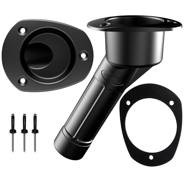 Mate Series Plastic Rod  Cup Holder 30 Closed wOval Top fKayaks  Black P2030BK