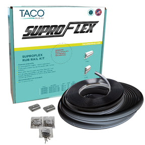 TACO SuproFlex Rub Rail Kit  Black wFlex Chrome Insert  2H x 2932W x 80L V119990BBK802