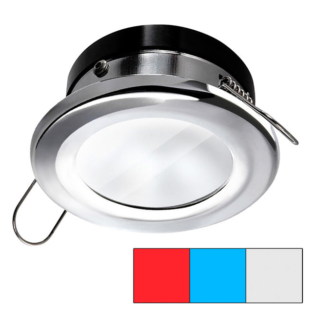 i2Systems Apeiron A1120 Spring Mount Light  Round  Red Cool White  Blue  Polished Chrome  A1120Z11HAE