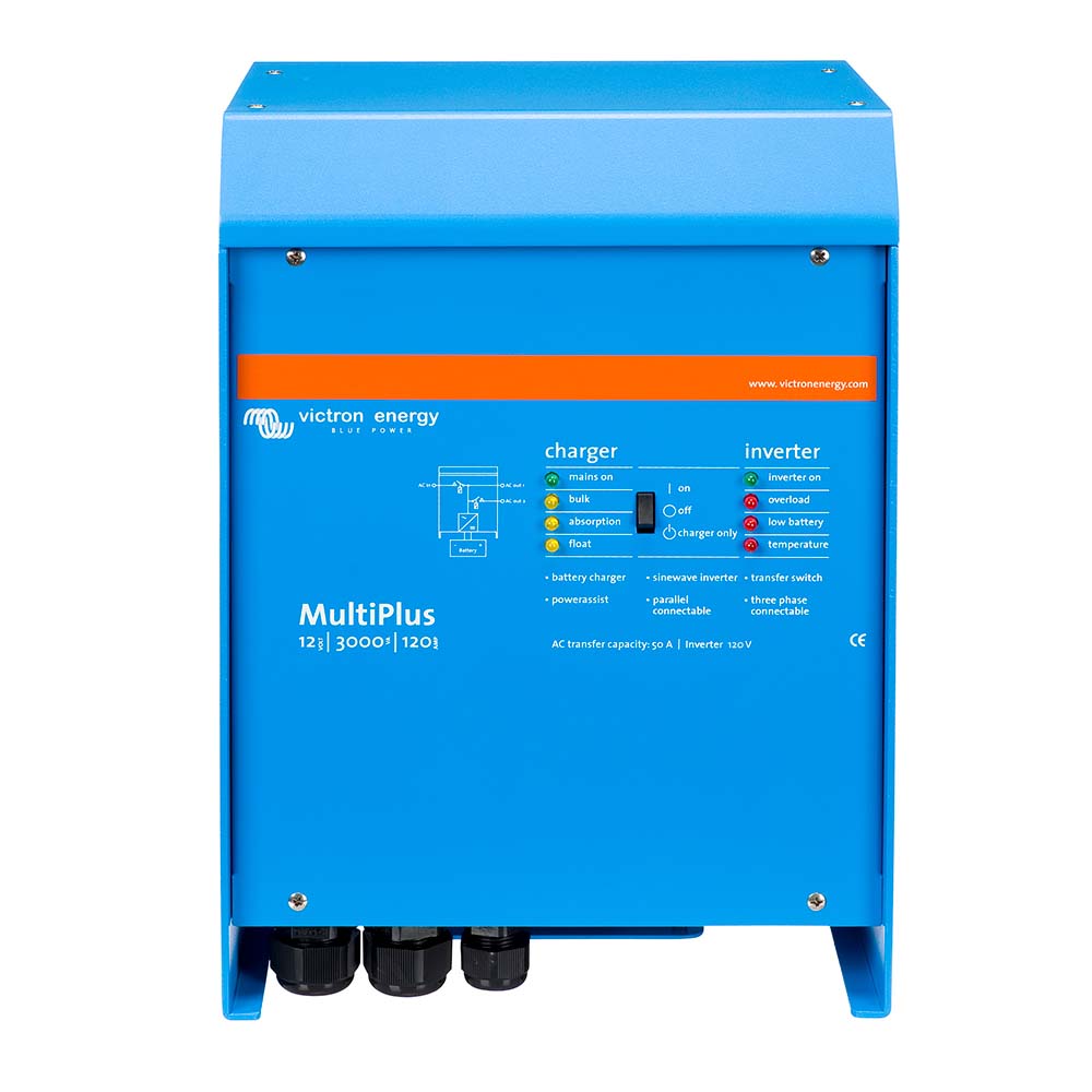 Victron MultiPlus InverterCharger 12 VDC  3000VA  120vAC w120AMP Battery Charger  50AMP Transfer Switch PMP123021102
