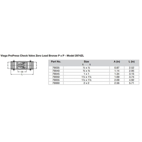Viega ProPress 1 Zero Lead Check Valve  Double Press Connection  Smart Connect Technology 79045