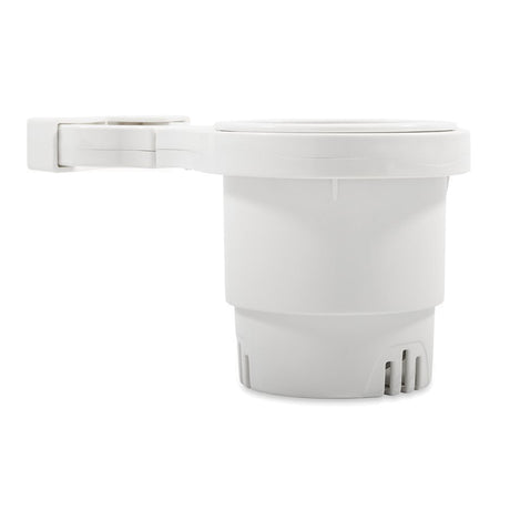 Camco ClampOn Rail Mounted Cup Holder  Small for Up to 114 Rail  White  53086
