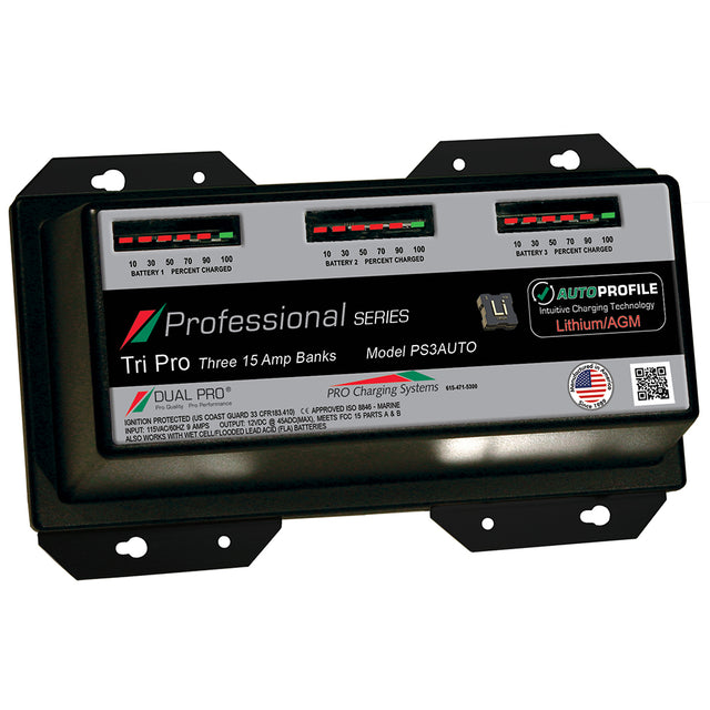 Dual Pro PS3 Auto 15A  3Bank LithiumAGM Battery Charger PS3AUTO