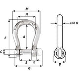 Wichard SelfLocking Bow Shackle  Diameter 12mm  1532 1246W