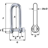 Wichard Captive Pin Long D Shackle  Diameter 5mm  316 1412W