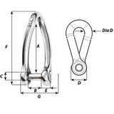Wichard Captive Pin Twisted Shackle  Diameter 6mm  14 1423W