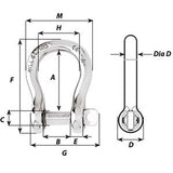 Wichard Captive Pin Bow Shackle  Diameter 6mm  14 1443W