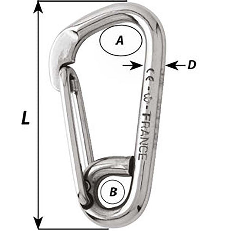 Wichard Asymmetric Carbine Hook  Length 120mm  1532 2327W