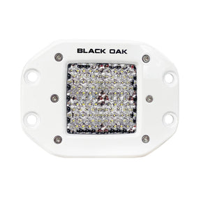Black Oak 2 Marine Flush Mount LED Pod Light  Diffused Optics  White Housing  Pro Series 30 2DMFPOD10CR