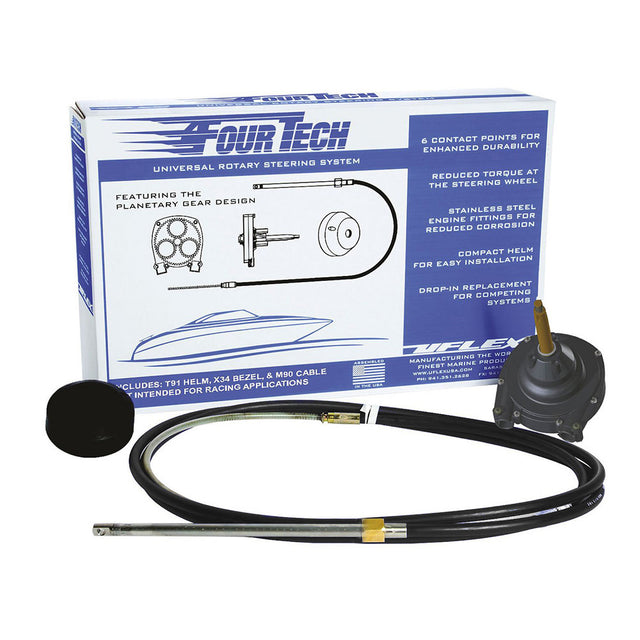 Uflex Fourtech 14 Black Mach Rotary Steering System wHelm Bezel  Cable FOURTECHBLK14