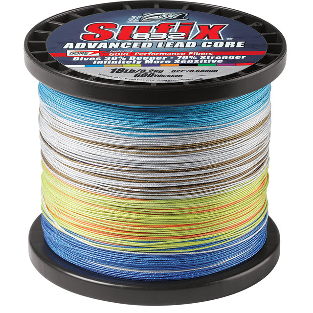 Sufix 832 Advanced Lead Core  18lb  10Color Metered  600 yds 658318MC