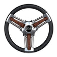 Schmitt Marine Burano Wheel 14 34 Tapered Shaft Burl Polyurethane wStainless Spoke Includes Center CapNut PU10511104R