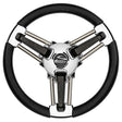 Schmitt Marine Burano Wheel 14 34 Tapered Shaft Black Polyurethane wStainless Spoke Includes Center CapNut PU1051B104R