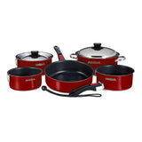 Magma Nestable 10 Piece Induction NonStick Enamel Finish Cookware Set  Magma Red A10366MR2IN