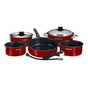 Magma Nestable 10 Piece Induction NonStick Enamel Finish Cookware Set  Magma Red A10366MR2IN