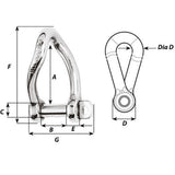 Wichard SelfLocking Twisted Shackle  10mm Diameter  1332 1225W