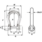 Wichard Not SelfLocking Bow Shackle  20mm Diameter  2532 1248W