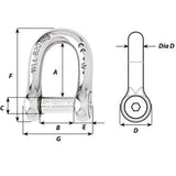 Wichard SelfLocking Allen Head Pin D Shackle  8mm Diameter  516 1304W