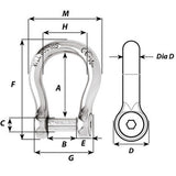 Wichard SelfLocking Allen Head Pin Bow Shackle  6mm Diameter  14 1343W