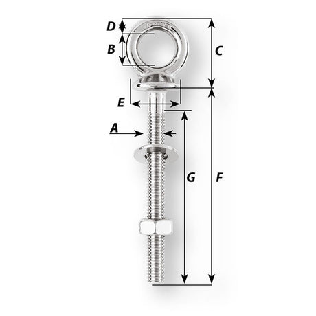 Wichard Eye Bolt  M10 x 150mm  Length 100mm 6495W