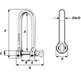 Wichard HR Long D Shackle  10mm Diameter  2564 11215W