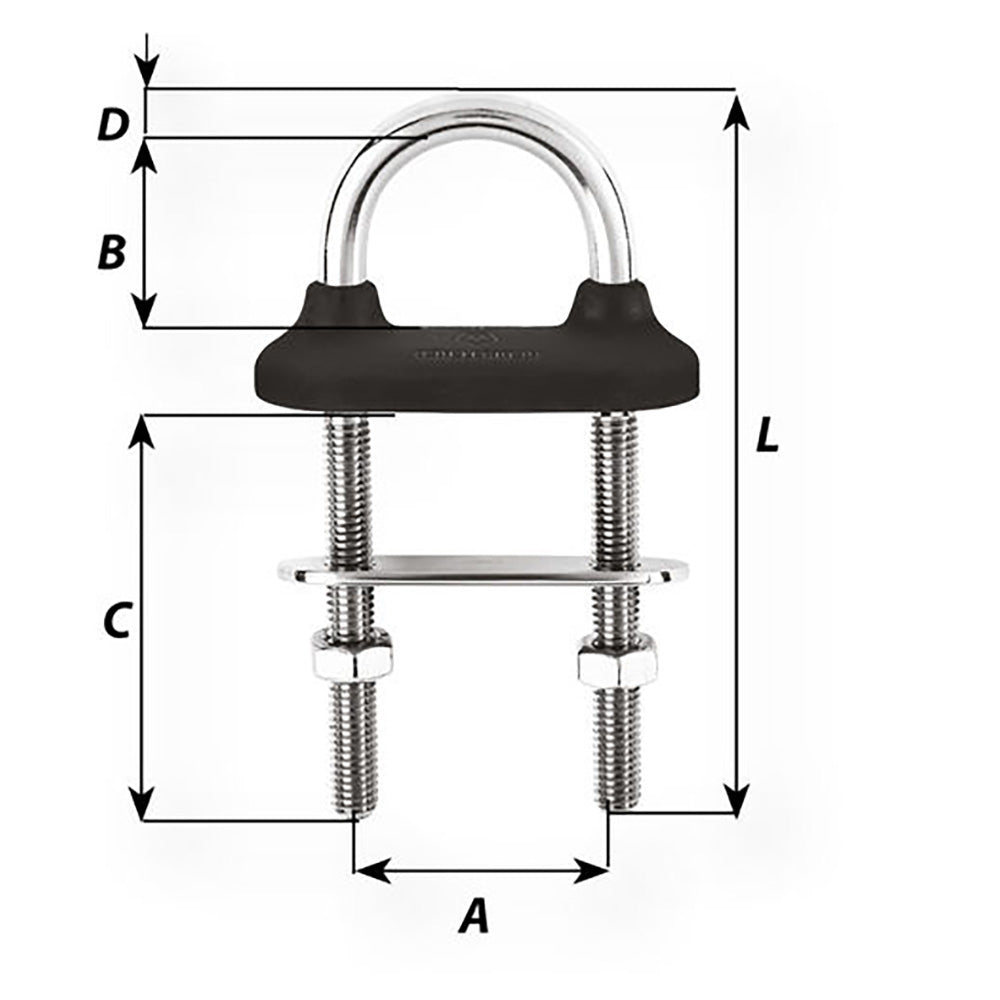 Wichard Black Watertight UBolt  8mm Diameter  516  100mm Length  3516 65441W