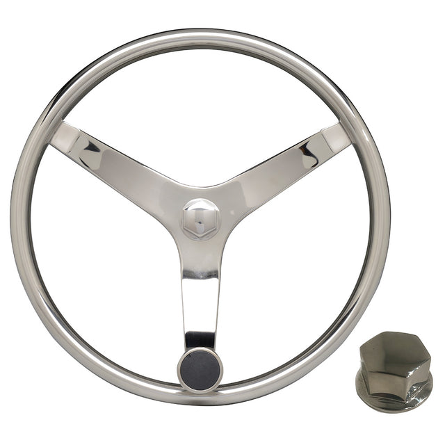 Uflex  V46  135 Stainless Steel Steering Wheel wSpeed Knob  Chrome Nut V46 KIT