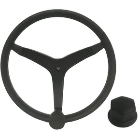 Uflex  V46  135 Stainless Steel Steering Wheel wSpeed Knob  Chrome Nut  Black V46B KIT