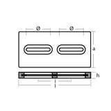 Tecnoseal Rectangular Zinc Plate Anode wInserts  12 x 6 x 1 TECDIVERSD