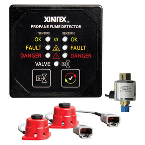 FireboyXintex Propane Fume Detector 2 Channel 2 Sensors Solenoid Valve  Control  20 Cable  24V DC  P2BS24R