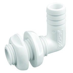 Attwood White Plastic 90 Degree ThruHull Connector  34 Inner Diameter 38773