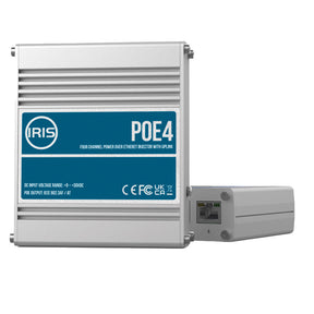 Iris Four Channel Uplink Power Over Ethernet Switch  IEEE8023af  3at Compliant  930VDC Input  48VDC Output POE4V2