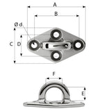 Wichard Diamond Pad Eye  Round  60mm Length 22364  M5 Screw 6644W
